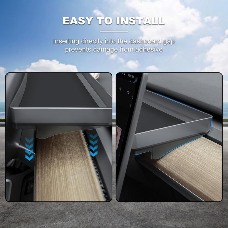 KUNIST for Tesla Model Y Upgrade Behind Screen Storage Box Dashboard Hidden Organizer Tray Non-Slip Sunglass Card Holder for 2021-2023 Tesla Model 3 and 2021-2025 Model Y (Not fit 2025 Juniper) - Image 5